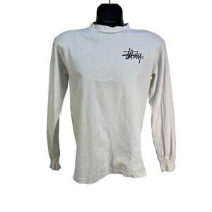 Vintage Mid 90s Stussy Long Sleeve Shirt white Cotton